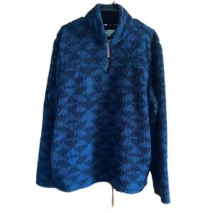 Natural Blue mens Blue Textured Sweater 1/4 zip fleece size large